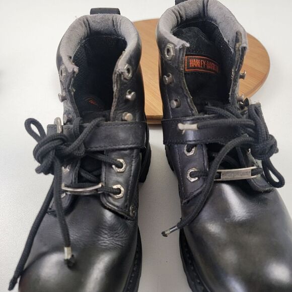 Harley Davidson Black Leather Moto Combat Buckle Boots Women's shoe size 6.5 - Picture 14 of 16